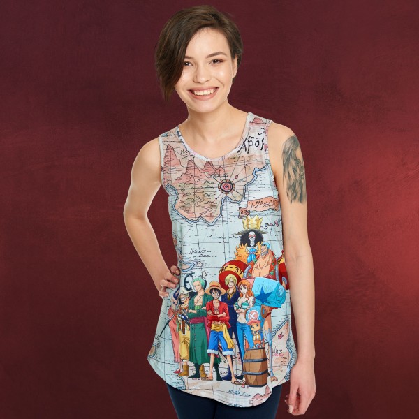 One Piece East Blue Map Tank Top Loose Fit Elbenwald One Piece East Blue Map Tank Top Loose Fit Elbenwald
