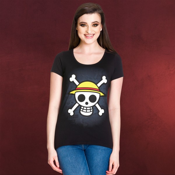 One Piece Skull With Map Girlie Shirt Schwarz Elbenwald One Piece Skull With Map Girlie Shirt Schwarz Elbenwald
