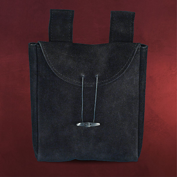 Große Ledertasche mit Holzverschluss schwarz