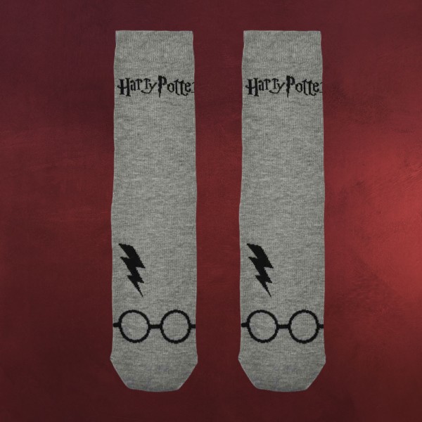 Harry Potter - Brille & Blitz Socken grau