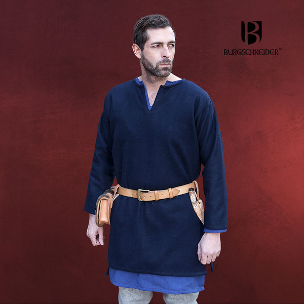 Mittelalter Wolltunika Lodin blau
