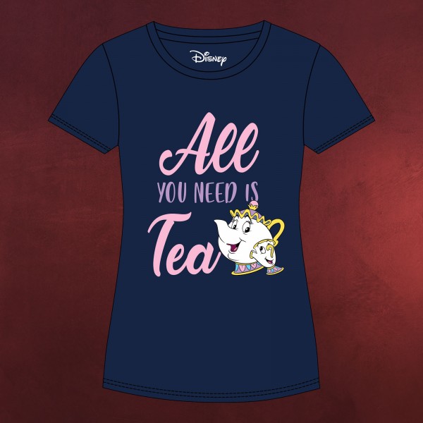 Die Schöne und das Biest - All You Need Is Tea T-Shirt Damen blau