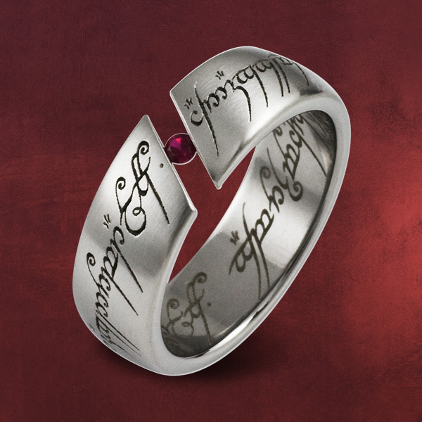 Herr der Ringe - Edelstahlring mit Rubin
