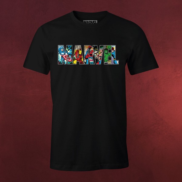 Marvel - Comic Strip Logo T-Shirt schwarz