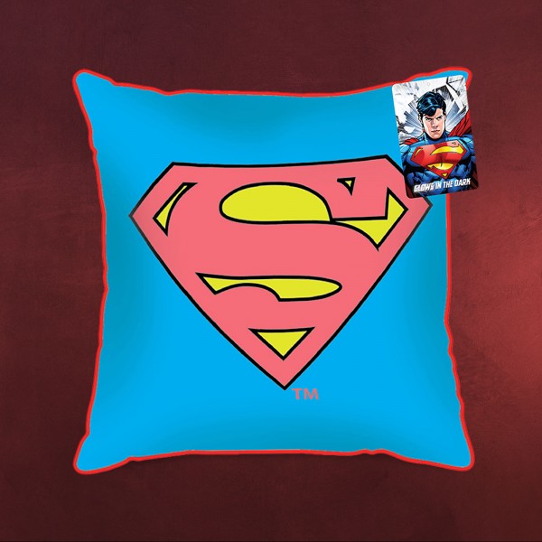 Superman - Glow Logo Kissen blau