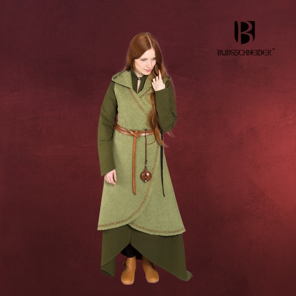 Mittelalter Wickelkleid Dala mit Kapuze grün