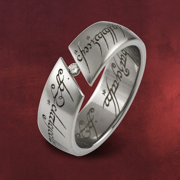 Herr der Ringe - Edelstahlring mit Zirkonia weiß