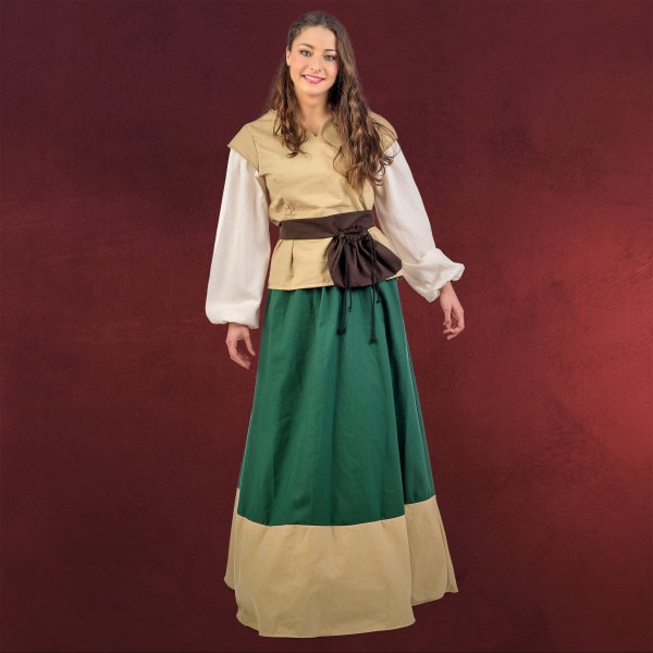 Mittelalter Damen Kostüm Juana beige-grün
