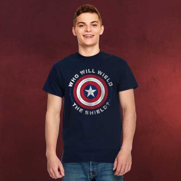 Marvel - Who Will Wield The Shield T-Shirt blau