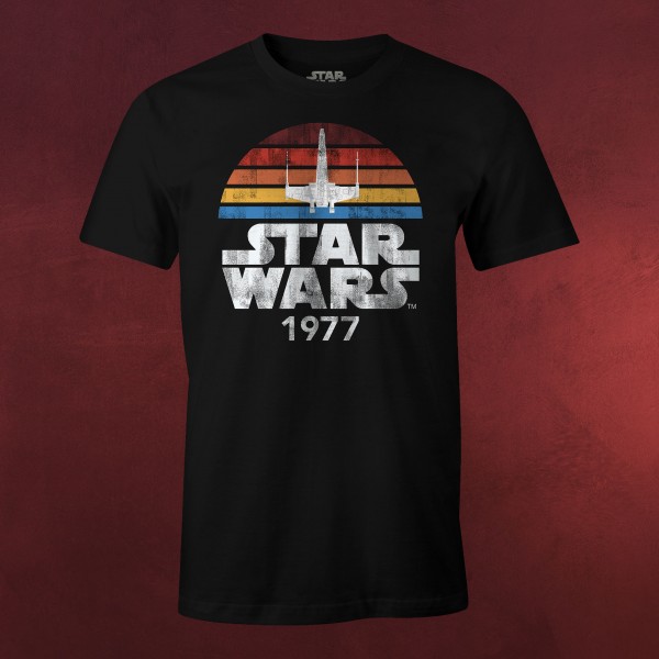 Star Wars of 1977 Retro T-Shirt schwarz
