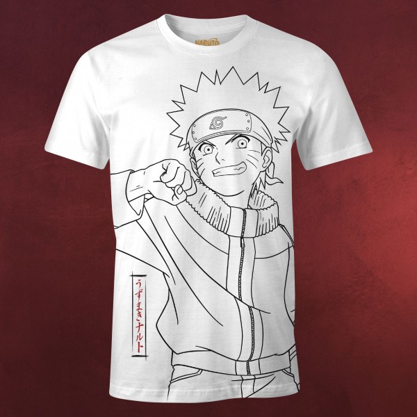 Naruto - Monochrome Sketch T-Shirt weiß