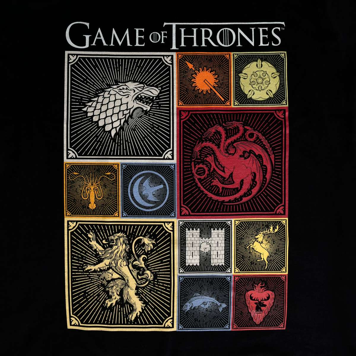 Game of Thrones Häuser Wappen TShirt schwarz Elbenwald