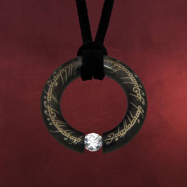 Herr der Ringe - Der Eine Ring Anhänger Edelstahl schwarz mit Kristall