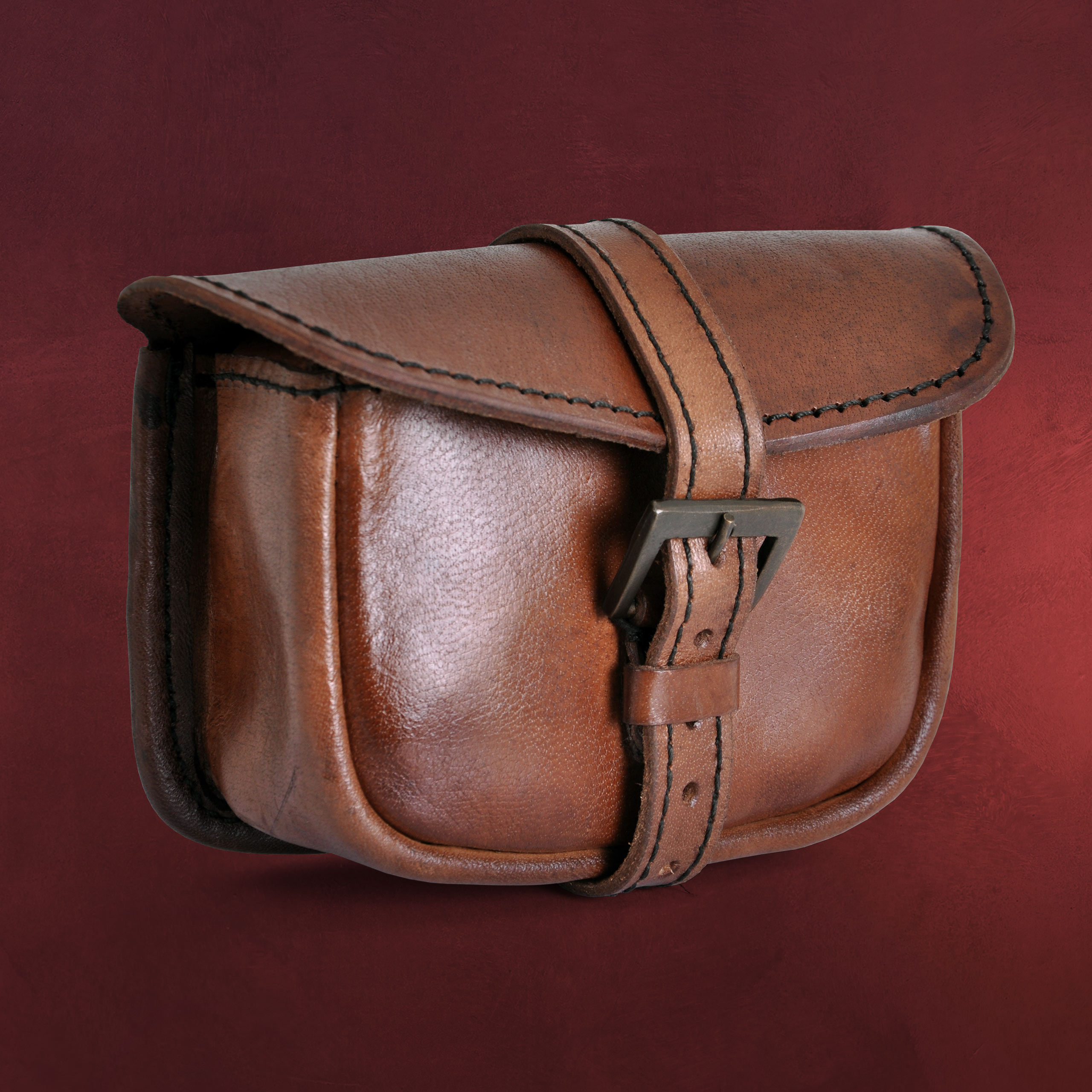 Ledertasche antik Gürteltasche mit Schlaufen braun | Elbenwald