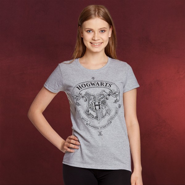Harry Potter Hogwarts Wappen T Shirt Damen grau Harry Potter Hogwarts Wappen T Shirt Damen grau